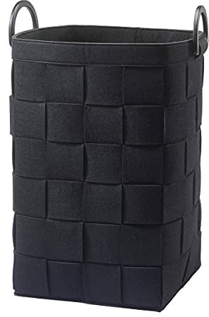 Aquanova Wäschekorb Dix 66l, Flechtoptik Polyester Filz, 57,5 x 34,4 x 34,4 cm (black)