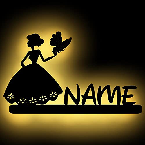 Personalisierbare Prinzessin Led Wand-Lampe Nachtlicht Schlummerlicht Geschenk für Kinder & Babys I Baby-Geschenke zur Geburt & Taufe für Mädchen