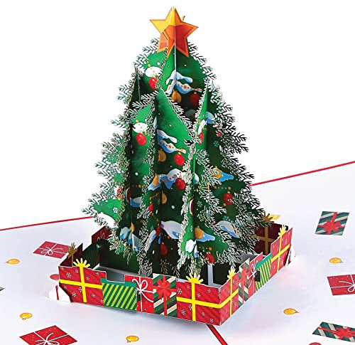 ioyounow Weihnachtsbaum-Popup-Karte – schönes Weihnachtsbaum-Design, perfekt für Kinder und Erwachsene, 12,7 x 17,5 cm