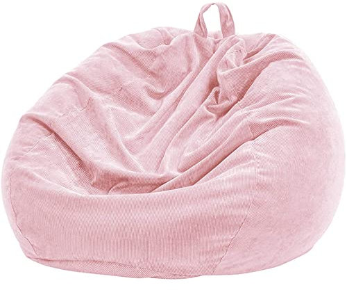 JHLD Sitzsack-Sesselbezug, Sitzsack Stuhlbezug (Ohne Füllung) Cord Sitzsack Hülle Extra Große Weiche Sofabezug Für Wohnzimmer-Rosa-70x80 cm