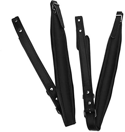 Dauerhafter Akkordeon-Gürtel, Akkordeon-Leder-Riemen einstellbar Bass-Riemen AccO-Teile-Zubehör schwarz 2pcs