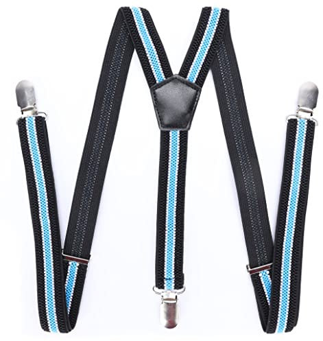 irisaa Hosenträger Damen Y-Form für Arbeitshosen Skihose Fest, Unifarbe mit 3er Starken Clips, 2.5cm Breit, Unisex, HT Farbe:Streifen Schwarz