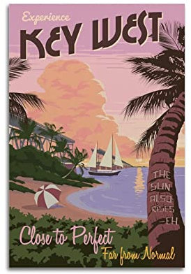 YIBIN Key West Vintage-Poster, dekoratives Gemälde, Leinwand, Wandposter und Kunstbild, modernes Familien-Schlafzimmer, Dekoration, Poster, 30 x 45 cm