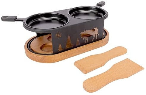 Cosy & Trendy Appareil à Raclette ovale en Acier inoxydable+ 2 spatules, 2 personnes, Noir