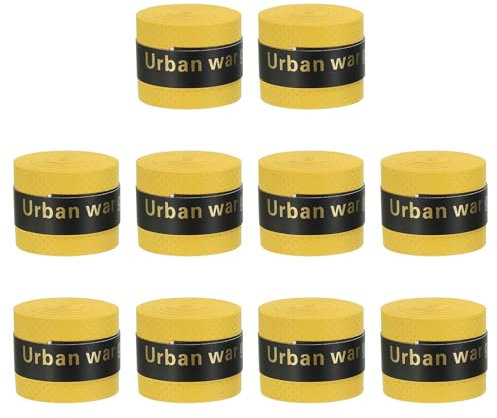 PATIKIL Empuñadura de Raqueta de Tenis Y Bádminton 10 Piezas Cintas Antideslizantes para Agarre de Raqueta Que Absorben Sudor Envoltura de Cinta para Béisbol Pickleball Amarillo