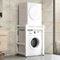 Mueble Lavadora Secadora Mueble para Lavadora Altura Ajustable Mueble Lavadora y Secadora Vertical Capacidad de 350kg Estantería Lavadora sin Montaje en Pared o Perforación (Blanco, Marco Blanco)