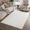 TAPISO Hygge Teppich Kurzflor Creme Weiß Streifen Kreise 3D Teppich Wohnzimmer Schlafzimmer ÖKOTEX 240 x 340 cm