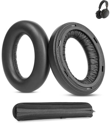 Momentum 4 Wireless Ohrpolster & Kopfbügelpolster Kompatibel mit Sennheiser Momentum 4 Wireless Headset (Proteinleder & Memory-Schaum)