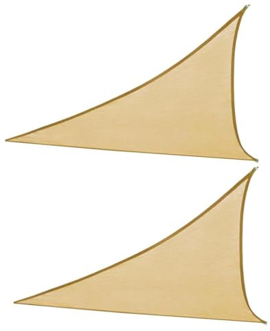 BESPORTBLE 2stücke Dreieckiges Sonnensegel Aus Hdpe Mit Edelstahlringen Für Garten Terrasse Pool Und Camping Uv-beständig Wasserabweisend Beige-gelb