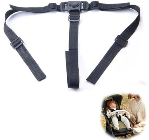 Hochstuhlgurte, Baby-Sicherheitsgurt, 3-Punkt-Sicherheitsgurt, verstellbare Polyester-Hochstuhlgurte, Ersatz-Sicherheitsgurt für Kinder, Kinderwagen, Buggy (schwarz)