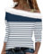 Off Shoulder Weihnachtsshirt Damen Glitzer Chritmas Drucken Oberteile Ugly Pullover Plüsch Schulterfrei Langarm Tunika Tops Langarmshirts Elegant Weihnachtsbluse Weihnachtspullover(Dark Blue,M)