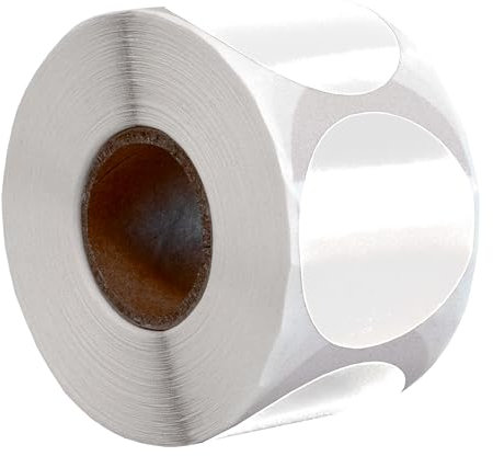 DULA Runde Etiketten - Weiß - 35mm - 500 Aufkleber auf Rolle - Siegel - Markierungspunkte - Leere runde Aufkleber auf Rolle