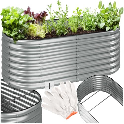 TecTake® Orto Rialzato, 603l, Zincato, 160 x 80x 60 cm, Struttura in Acciaio Zincato, Base Aperta, Perfetto per Verdure, Erbe Aromatiche e Fiori, Montaggio Rapido, Alta Stabilità, Giardino Rialzato