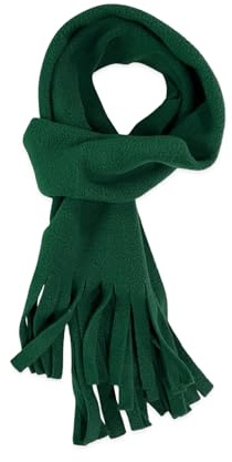 Caprilite Warm Soft Fleece Winter Scarf for Primary School Children, Navy Blue, Fringed Design, Cold Weather Accessory (Green)