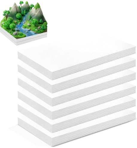 Penbinmall 6 Stück Schaumplatte Hartschaum, Bastelplatte Modell Hartschaumstoff DIY Styroporplatten Handgefertigt Hartschaumplatte für Landschafts Modellierung (Weiß, 40x30mm)