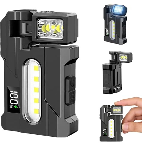 Wrrozz G5 Rechargeable EDC Flashlight, Powerful 500 Lumens Super Bright Small Mini Flashlights with Clip, 1500mAh Portable Flat Pocket Magnetic Keychain Flashlights for Outdoor Camping Emergencies
