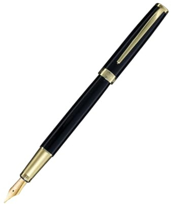 HERO Matt Black Fountain Pen with 0.5mm Fine F Nib, Smooth Writing Pen for Beginners Journaling Calligraphy Drawing, Office Stationery Gift for Men Women
