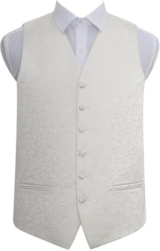 DQT Mens Swirl Floral Jacquard Waistcoat Vest – Wedding Business & Formal Suit Wear