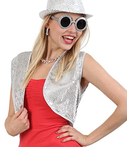 Fritz Fries partychic – Pailettenweste Silber Größe: XL