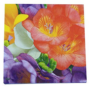 20 Motiv Servietten bunte Freesien, 33x33 cm, 3-lagig