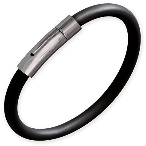 Fly Style Design-Armband aus Edelstahl und Kautschuk mit edlem Hebeldruckverschluß