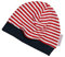 Kleine Könige Mütze Baby Mädchen Beanie · Mitwachs-Funktion · Modell Stripes Streifen rot, Marine · Ökotex 100 Zertifiziert · Größe 98/104