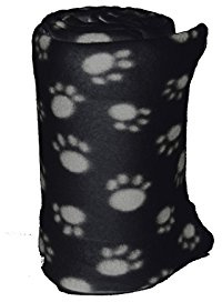 A.I. & E. Haustierdecke Pfötchen Fleece-Decke Hunde-Decke Katze Tierdecke 70x70 schwarz
