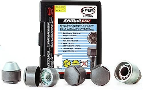 Fits Tesla Model S Models 2012 To 2024 Heyner Germany Stil Block PRO Locking Wheel Nuts M14x1.5 Set 4 Locks Thatcham Quality Assured Bolts 870/7