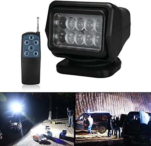 MARCHFA LED Suchscheinwerfer Arbeitsleuchte Funkfernsteuerbar mit Magnetfuß Suchlicht - CREE Chip Wetterfest 360 Grad Drehbar für Auto Offroad Jagd Boot Garden 50 W DC 12V (Kurz)