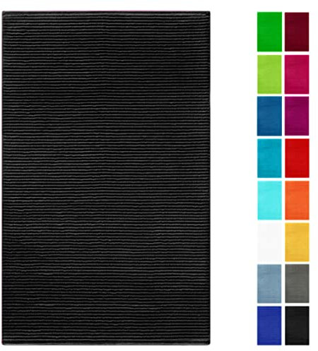 Lashuma Badematte Baumwolle Schwarz, Linz Badvorleger Frottee 50x80 cm