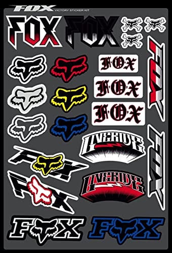 KIT Stickers Fox Stickers Sponsor Motorrad KOMPATIBEL FÜR Honda Yamaha KTM Cross Enduro Helm (28)