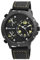 Excellanc Elite Herrenuhr Schwarz Gelb Analog Triple Time Weltzeit 3 Zeiten Zeitzonen Kunst-Leder Quarz 3 Bar Armbanduhr