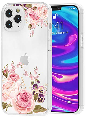 Yerebel iPhone 12 Pro Max Case 2020 Cute Case, Clear Flexible Bumper TPU Soft Rubber Silicone Cover Phone Case for iPhone 12 Pro Max 6.7 inch (rose flower)