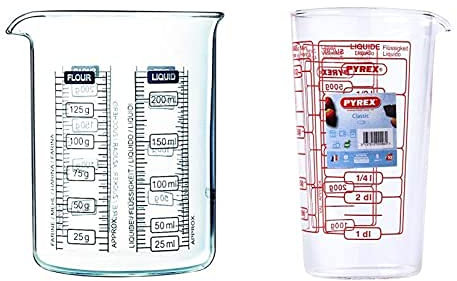 Pyrex Kichen Lab - Vaso Medidor, 250 Ml + Vaso Medidor 0,5L 888, Centimeters