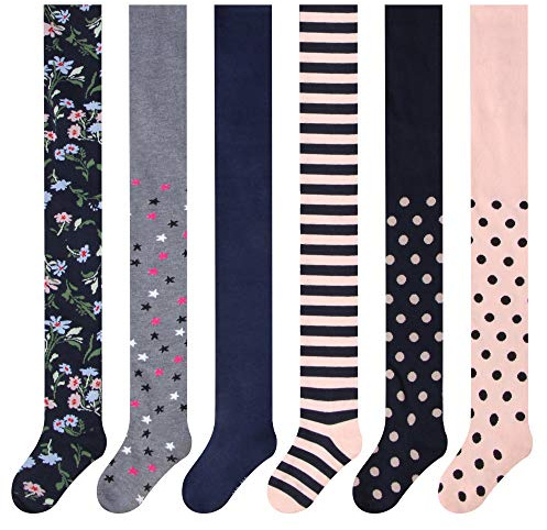 L&K-II 6er Kinder Strumpfhose Mädchen Strumpfhose Baby Strumpfhose für Mädchen Blumen Punkt Streifen Muster 6 Stück in Set 27257