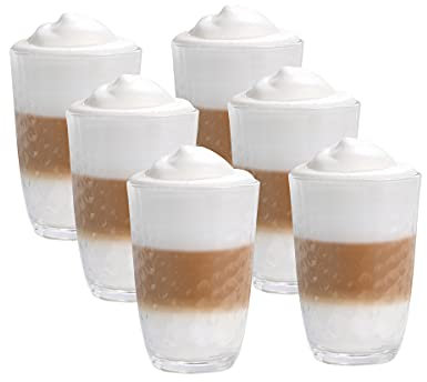 Vitrea 6er Set Latte Macchiato/Kaffee-Gläser - 390ml, 6 Glas Trinkhalme 23 cm, 1 Bürste (6 Glitta 390ml)