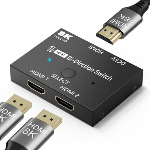 HDMI Switch 2.1 8K Splitter Bi-Directional 8K@60Hz 4K@120Hz Converter 48Gbps High Speed Transmission Splitter for Xbox PS4/5 Monitors