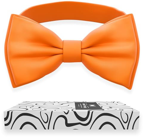 Adam Young Herren Fliege in Rosamagenta vorgebundener Stil formale klassische Schleife aus Satin für Smoking, aus Kunstseide, (Groß, Orange)