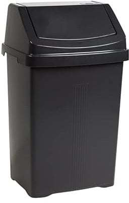 JMS we create smile Plastic Swing Lid Bins Recycle Waste Dust Bin 8/25 /50 L Home Kitchen Office (Midnight Grey/Dark Grey, 50 Litre)