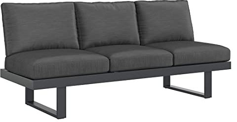 OUTLIV. Gartensofa Atlanta aus Aluminium/Olefin, abziehbarer Olefin-Bezug, Sitzhöhe 46 cm, 3-Sitzer, bis zu 360 kg Belastbar, 210x73x96 cm, Anthrazit