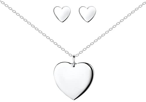 FRIEDA + PAUL Herz Symbol Liebe Damen Frauen Mädchen Halskette Anhänger Ohrstecker 4-tlg. Set 925 Sterling Silber anlaufgeschützt Schmuckbox