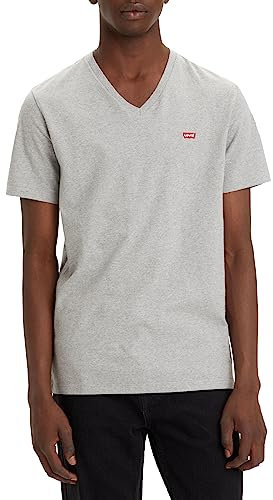 Levi's Men's Original Housemark V-Neck T-Shirt, Mid Tone Grey Heather, L