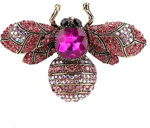 Brosche Schmuck, Retro Biene Form Brosche Tier Mode Muschel Perle Brosche Pin Modische Geschenke Damen Broschen Pin Legierung Attraktive Dekorative Pin Ornament für Mantel Anzug(Rosenrot)