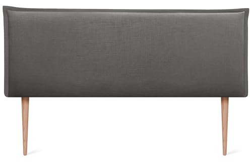 DHOME Kopfteil aus natürlichem Leinen einfarbig mit Paspelierung für Bett Schlafzimmer modernes Top Trend (Dunkelgrau, 160x105cm Mit Füßen (Betten 150/160))