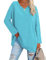 Famulily Long Sleeve Tunic Tops for Women UK Soft Cotton Casual V Neck Oversized Baggy Tshirts Sky Blue L