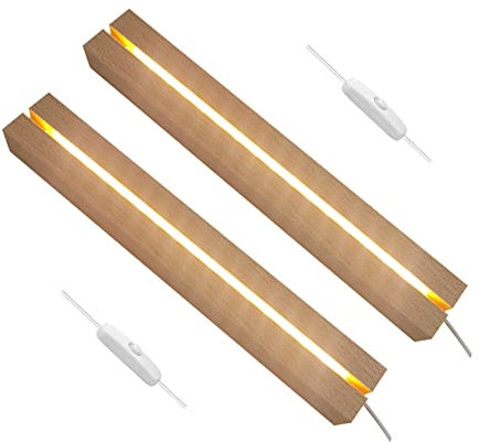 Base de exhibición de Luces LED súper largas, 30 cm de Largo Color cálido Rectangular, Base de Madera iluminada para Placa acrílica, Placa de Vidrio, Manualidades de Resina (a través de Ranura)