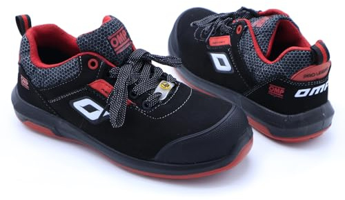 OMP Meccanica Sicherheitsschuhe S3 ESD PRO Urban Größe 42 Schwarz/Rot - arbeitsschuhe Metallfrei und Rutschfest