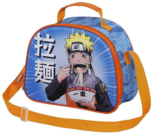Naruto Ramen-Bolsa Portamerienda 3D, Azul, 25.5 x 20 cm