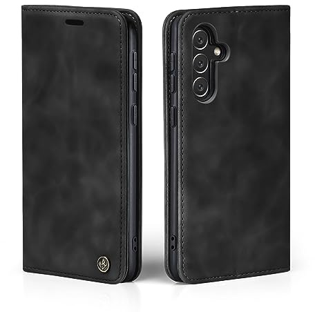LBH Handyhülle für Samsung Galaxy A54 5G in Schwarz mit Karten- und Geldfach Smartphone Hülle mit Standfunktion Flip Case Schutzhülle Magnetverschluss Vintage