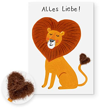 Inkognito Plüsch Postkarte | Anlass: Geburtstag/Grüße Motiv: Löwe ''Alles Liebe' | Künstler: Nastja Holtfreter | Art-Nr.: 38674 | vom Berliner Verlag
